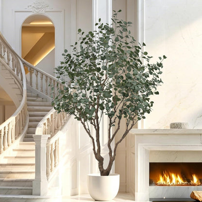 Artificial Eucalyptus Tree 7.5ft Tall Faux Plant with Large Trunks and Realistic Leaves,Fake Floor Potted Artificial Plants for Home Living Room Office Decor Indoor (7.5Feet,1Pack)