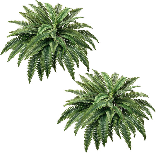 50" Large Fake Fern Artificial Ferns for Outdoors,96 Branches Set of 2 Realistic Artificial Boston Ferns Bush Plant for Indoor Outdoor Garden Porch Decor