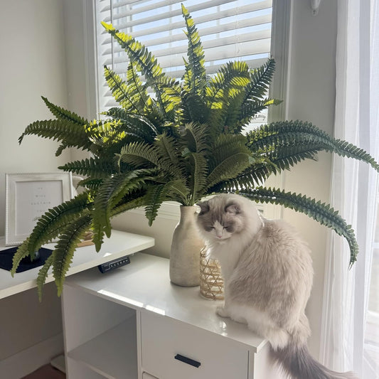 50" Large Fake Fern Artificial Ferns for Outdoors,96 Branches Set of 2 Realistic Artificial Boston Ferns Bush Plant for Indoor Outdoor Garden Porch Decor