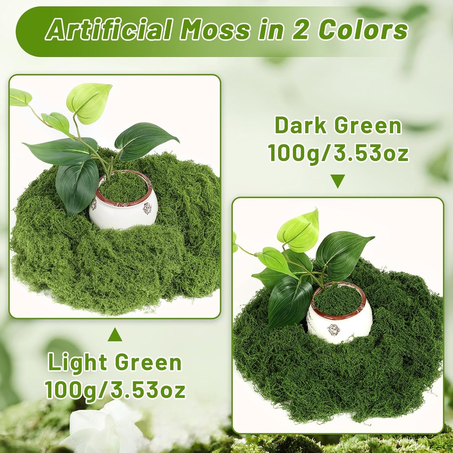 Artificial Moss for Potted Plants, 7.06 OZ Fake Green Moss for Crafts DIY, Faux Decorative Moss Planter Filler for Fairy Garden, Table Centerpiece, Landscaping, Terrarium