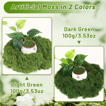 Artificial Moss for Potted Plants, 7.06 OZ Fake Green Moss for Crafts DIY, Faux Decorative Moss Planter Filler for Fairy Garden, Table Centerpiece, Landscaping, Terrarium