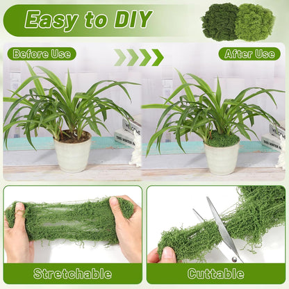 Artificial Moss for Potted Plants, 7.06 OZ Fake Green Moss for Crafts DIY, Faux Decorative Moss Planter Filler for Fairy Garden, Table Centerpiece, Landscaping, Terrarium