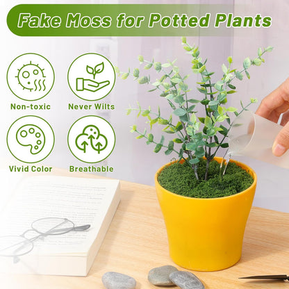 Artificial Moss for Potted Plants, 7.06 OZ Fake Green Moss for Crafts DIY, Faux Decorative Moss Planter Filler for Fairy Garden, Table Centerpiece, Landscaping, Terrarium