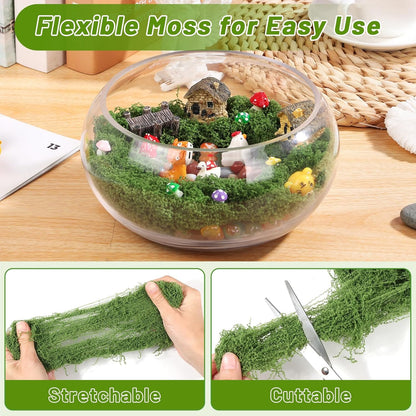 Artificial Moss for Potted Plants, 7.06 OZ Fake Green Moss for Crafts DIY, Faux Decorative Moss Planter Filler for Fairy Garden, Table Centerpiece, Landscaping, Terrarium