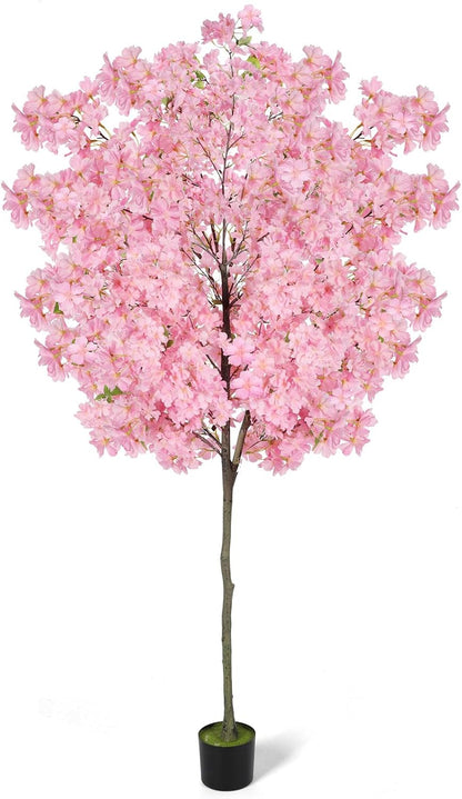 6Ft Tall Cherry Blossom Artificial Tree,Fake Pink Cherry Blossom Tree,Lifelike Decorative Plant in Pot for Indoor/Outdoor, Christmas, Garden,Home Office Dec