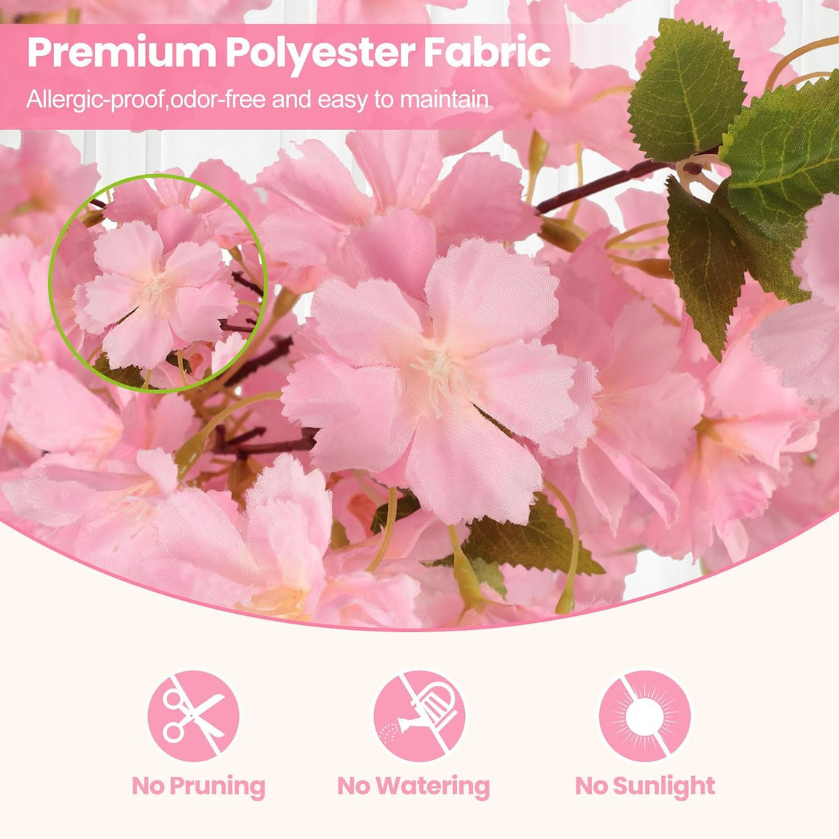 6Ft Tall Cherry Blossom Artificial Tree,Fake Pink Cherry Blossom Tree,Lifelike Decorative Plant in Pot for Indoor/Outdoor, Christmas, Garden,Home Office Dec
