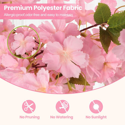 6Ft Tall Cherry Blossom Artificial Tree,Fake Pink Cherry Blossom Tree,Lifelike Decorative Plant in Pot for Indoor/Outdoor, Christmas, Garden,Home Office Dec
