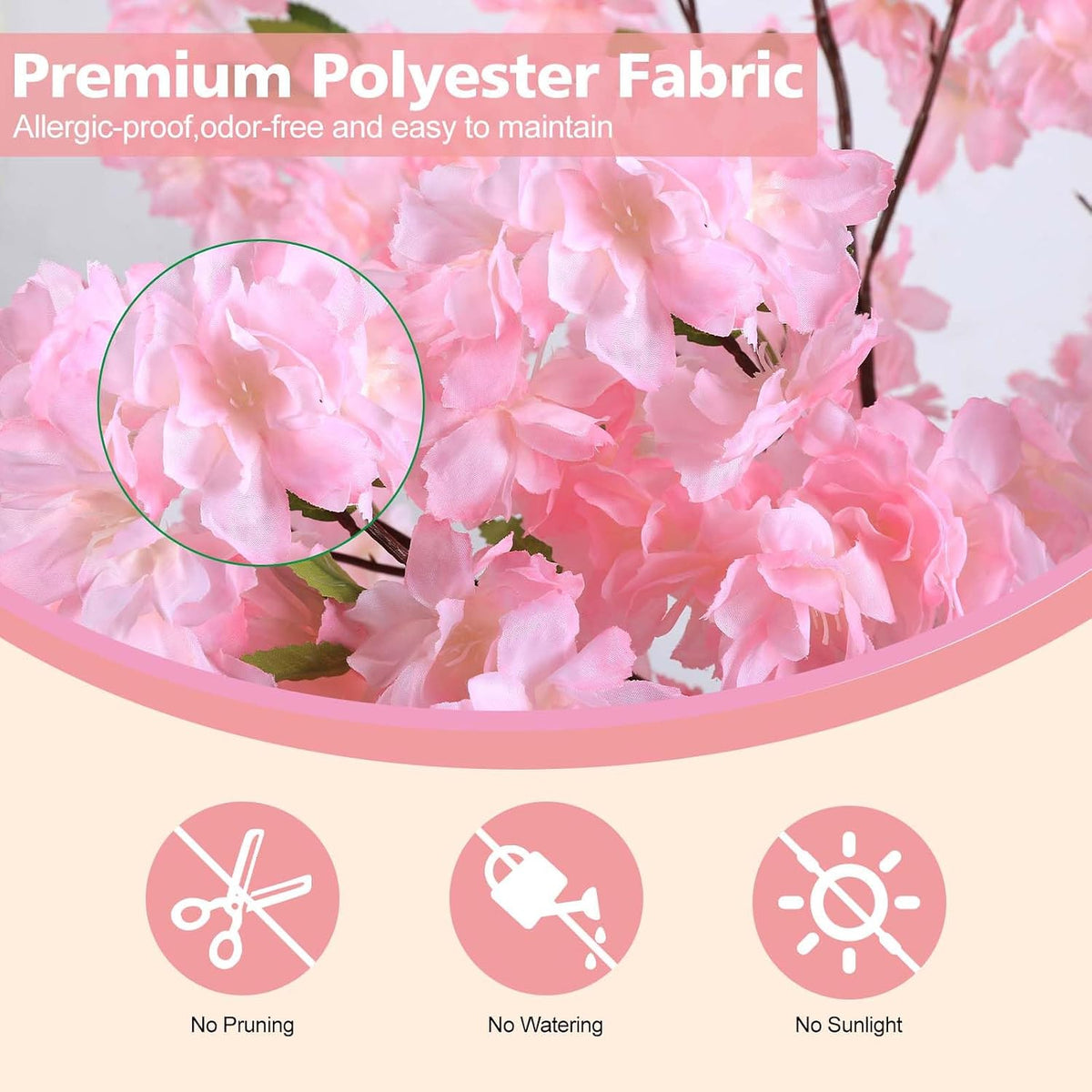 6Ft Tall Cherry Blossom Artificial Tree,Fake Pink Cherry Blossom Tree,Lifelike Decorative Plant in Pot for Indoor/Outdoor, Christmas, Garden,Home Office Dec