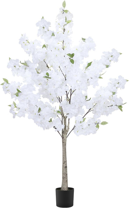 6Ft Tall Cherry Blossom Artificial Tree,Fake Pink Cherry Blossom Tree,Lifelike Decorative Plant in Pot for Indoor/Outdoor, Christmas, Garden,Home Office Dec
