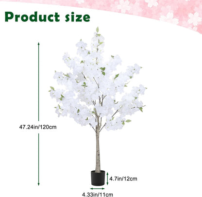 6Ft Tall Cherry Blossom Artificial Tree,Fake Pink Cherry Blossom Tree,Lifelike Decorative Plant in Pot for Indoor/Outdoor, Christmas, Garden,Home Office Dec