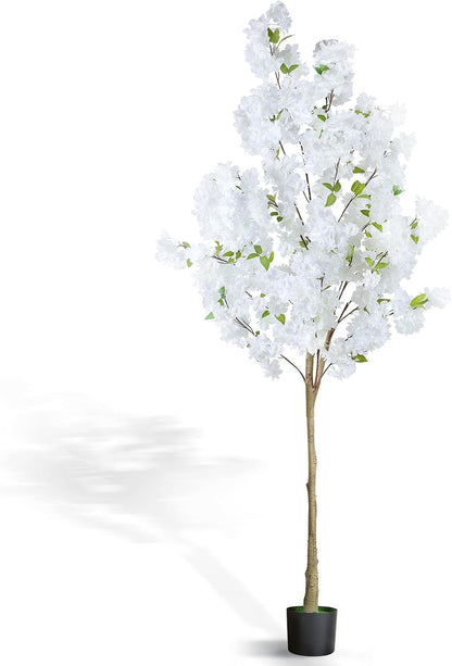 6Ft Tall Cherry Blossom Artificial Tree,Fake Pink Cherry Blossom Tree,Lifelike Decorative Plant in Pot for Indoor/Outdoor, Christmas, Garden,Home Office Dec