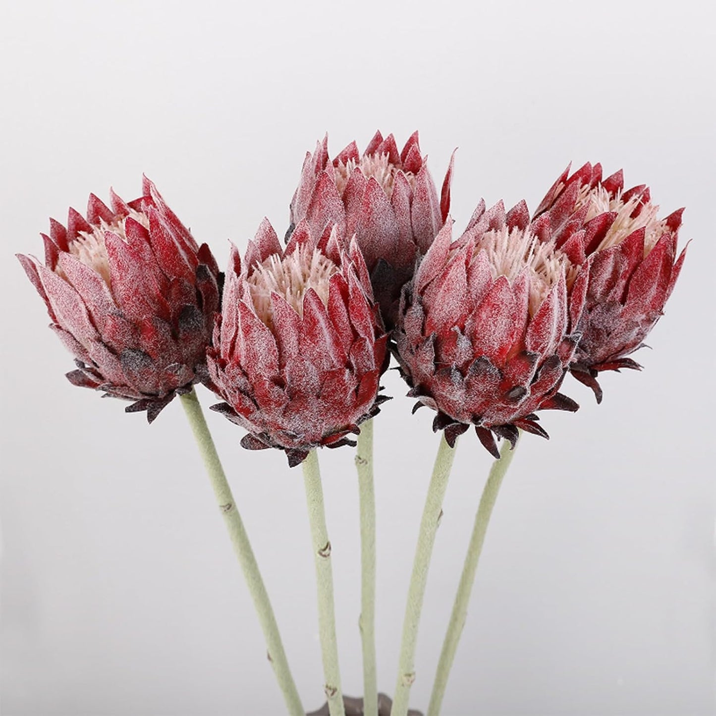 5PCS Artificial King Protea Flowers Real Touch Protea Flower Arrangements Fake King Flowers Stems for Home Garden Wedding Party Decoration