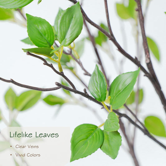 5ft Artificial Minimalist Citrus Tree with Lifelike Leaves, 60in Faux Citrus Tree with Realistic Trunks, Faux Tree Indoor Outdoor for Home Office Living Room Bedroom Porch Decor.