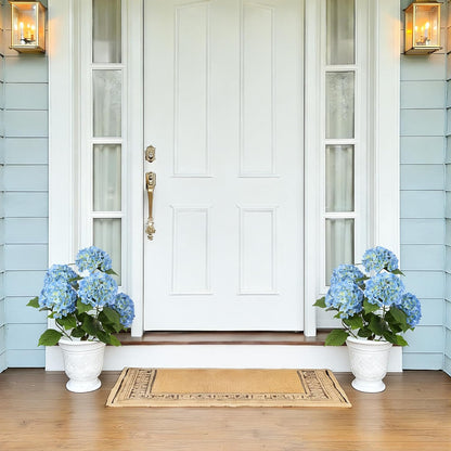 2FT Real Touch Faux Hydrangea Tree Outdoor, 2 Pack Blue Hydrangea Tree Artificial with Vibrant Blooms, Faux Hydrangea Potted Plant for Indoor Outdoor Home Front Porch Pation Decor