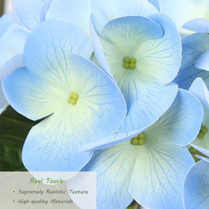 2FT Real Touch Faux Hydrangea Tree Outdoor, 2 Pack Blue Hydrangea Tree Artificial with Vibrant Blooms, Faux Hydrangea Potted Plant for Indoor Outdoor Home Front Porch Pation Decor