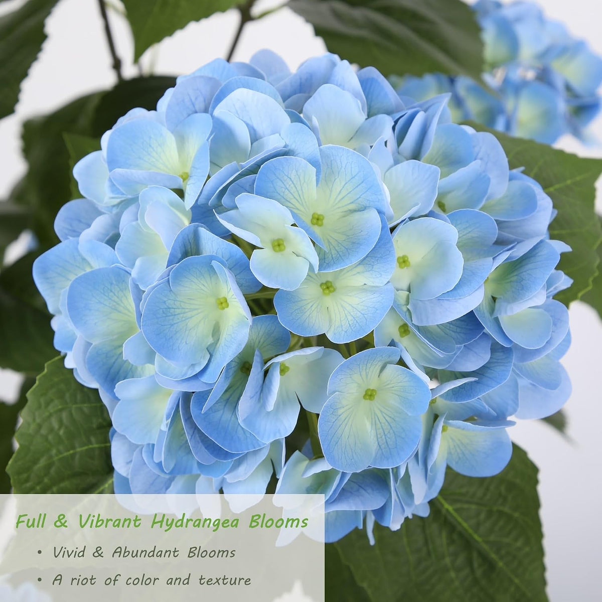 2FT Real Touch Faux Hydrangea Tree Outdoor, 2 Pack Blue Hydrangea Tree Artificial with Vibrant Blooms, Faux Hydrangea Potted Plant for Indoor Outdoor Home Front Porch Pation Decor
