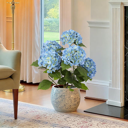 2FT Real Touch Faux Hydrangea Tree Outdoor, 2 Pack Blue Hydrangea Tree Artificial with Vibrant Blooms, Faux Hydrangea Potted Plant for Indoor Outdoor Home Front Porch Pation Decor
