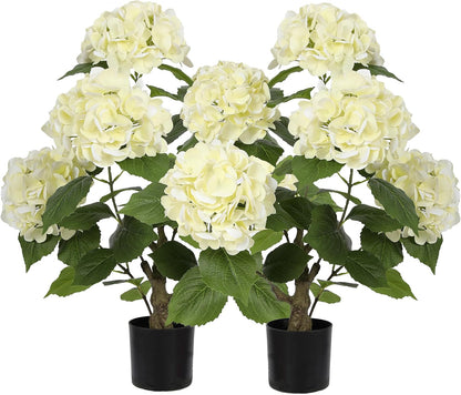 2FT Real Touch Faux Hydrangea Tree Outdoor, 2 Pack Blue Hydrangea Tree Artificial with Vibrant Blooms, Faux Hydrangea Potted Plant for Indoor Outdoor Home Front Porch Pation Decor