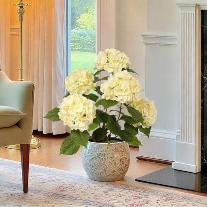 2FT Real Touch Faux Hydrangea Tree Outdoor, 2 Pack Blue Hydrangea Tree Artificial with Vibrant Blooms, Faux Hydrangea Potted Plant for Indoor Outdoor Home Front Porch Pation Decor