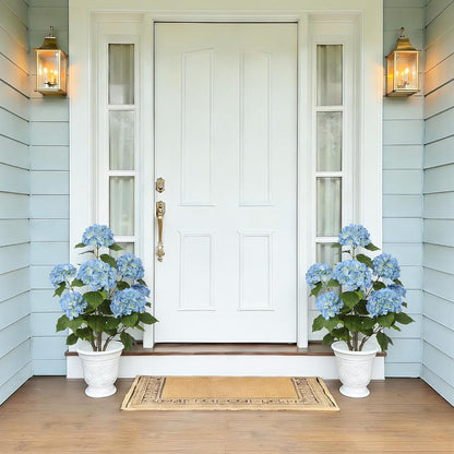 2FT Real Touch Faux Hydrangea Tree Outdoor, 2 Pack Blue Hydrangea Tree Artificial with Vibrant Blooms, Faux Hydrangea Potted Plant for Indoor Outdoor Home Front Porch Pation Decor