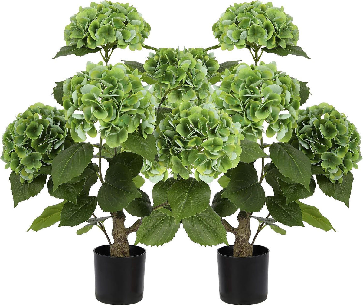 2FT Real Touch Faux Hydrangea Tree Outdoor, 2 Pack Blue Hydrangea Tree Artificial with Vibrant Blooms, Faux Hydrangea Potted Plant for Indoor Outdoor Home Front Porch Pation Decor