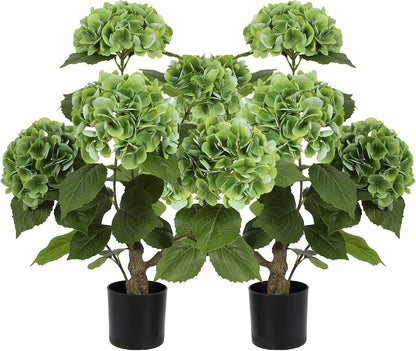 2FT Real Touch Faux Hydrangea Tree Outdoor, 2 Pack Blue Hydrangea Tree Artificial with Vibrant Blooms, Faux Hydrangea Potted Plant for Indoor Outdoor Home Front Porch Pation Decor