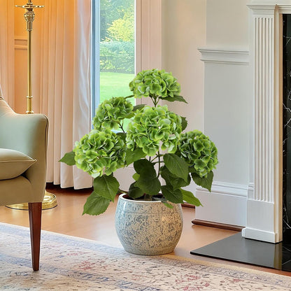 2FT Real Touch Faux Hydrangea Tree Outdoor, 2 Pack Blue Hydrangea Tree Artificial with Vibrant Blooms, Faux Hydrangea Potted Plant for Indoor Outdoor Home Front Porch Pation Decor