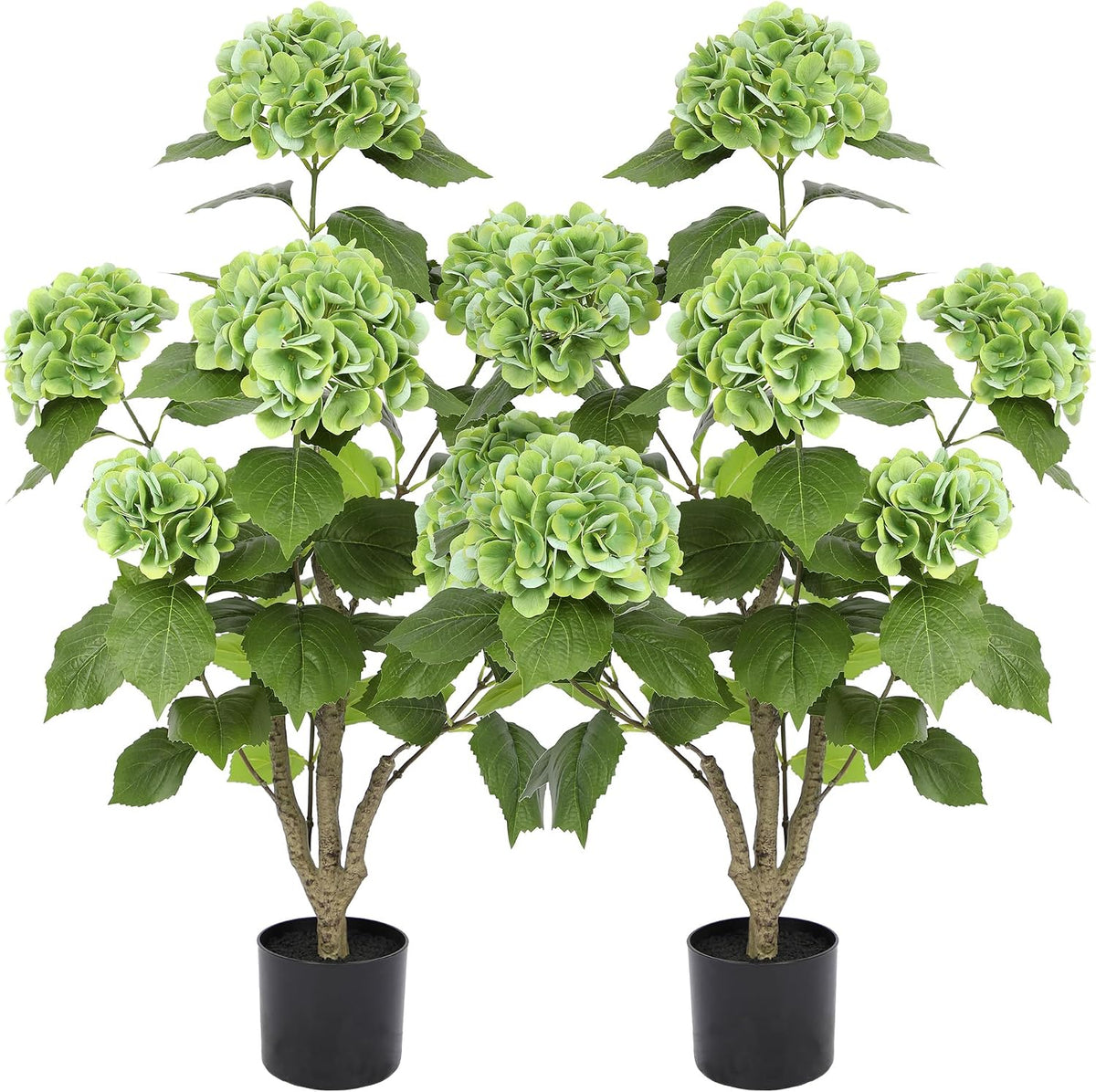 2FT Real Touch Faux Hydrangea Tree Outdoor, 2 Pack Blue Hydrangea Tree Artificial with Vibrant Blooms, Faux Hydrangea Potted Plant for Indoor Outdoor Home Front Porch Pation Decor