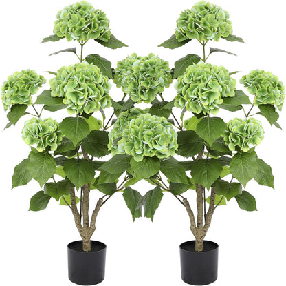 2FT Real Touch Faux Hydrangea Tree Outdoor, 2 Pack Blue Hydrangea Tree Artificial with Vibrant Blooms, Faux Hydrangea Potted Plant for Indoor Outdoor Home Front Porch Pation Decor