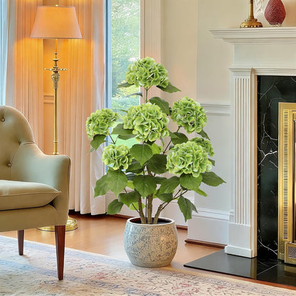2FT Real Touch Faux Hydrangea Tree Outdoor, 2 Pack Blue Hydrangea Tree Artificial with Vibrant Blooms, Faux Hydrangea Potted Plant for Indoor Outdoor Home Front Porch Pation Decor