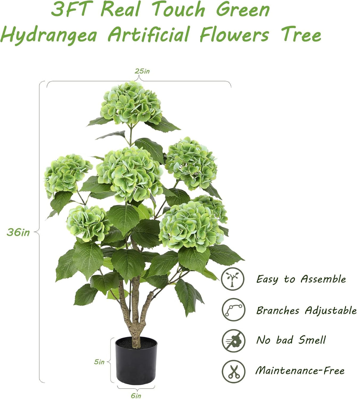 2FT Real Touch Faux Hydrangea Tree Outdoor, 2 Pack Blue Hydrangea Tree Artificial with Vibrant Blooms, Faux Hydrangea Potted Plant for Indoor Outdoor Home Front Porch Pation Decor