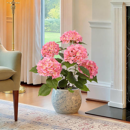 2FT Real Touch Faux Hydrangea Tree Outdoor, 2 Pack Blue Hydrangea Tree Artificial with Vibrant Blooms, Faux Hydrangea Potted Plant for Indoor Outdoor Home Front Porch Pation Decor