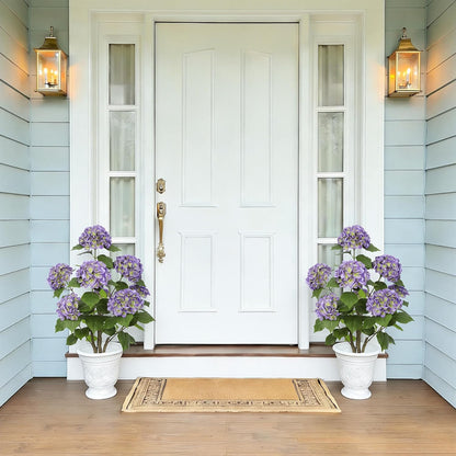 2FT Real Touch Faux Hydrangea Tree Outdoor, 2 Pack Blue Hydrangea Tree Artificial with Vibrant Blooms, Faux Hydrangea Potted Plant for Indoor Outdoor Home Front Porch Pation Decor