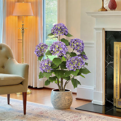 2FT Real Touch Faux Hydrangea Tree Outdoor, 2 Pack Blue Hydrangea Tree Artificial with Vibrant Blooms, Faux Hydrangea Potted Plant for Indoor Outdoor Home Front Porch Pation Decor