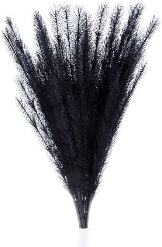 Faux Pampas Grass 8 PCS 30"/76cm Dried Fluffy Artificial Flowers Ascendant Grass for Vase Fillers Wedding Party Bouquets Home Hotel Centerpieces Decor (Black)