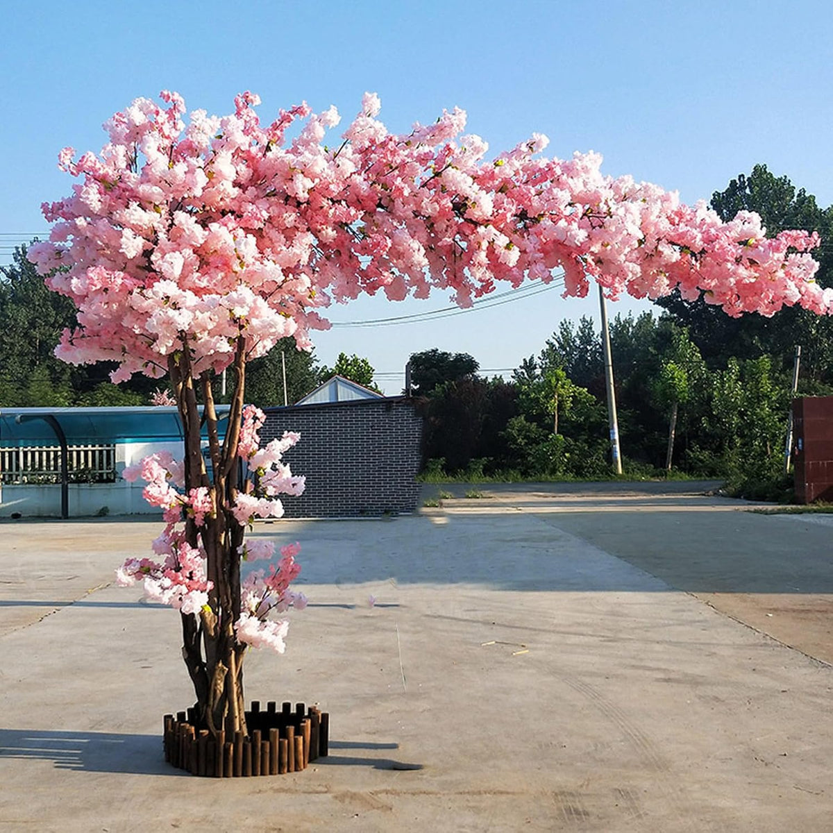001,1.8 * 1.5M,Pink Cherry Blossoms Trees/Artificial Cherry Blossoms Trees/Simulation Peach Blossoms Tree/Garden Plants Simulation Fake Flowers