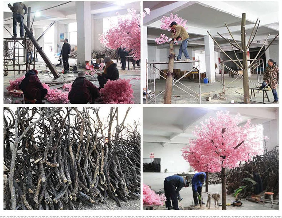 001,1.8 * 1.5M,Pink Cherry Blossoms Trees/Artificial Cherry Blossoms Trees/Simulation Peach Blossoms Tree/Garden Plants Simulation Fake Flowers
