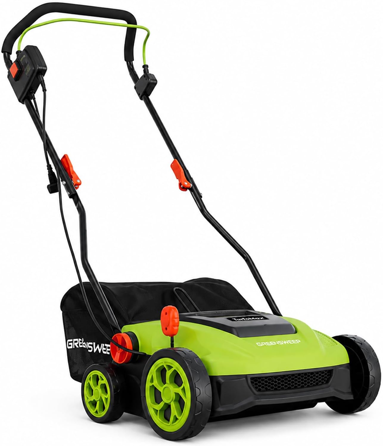TurfoMax 2.0 Artificial Grass Sweeper | Electric Turf Sweeper for Synthetic Lawns, 5 Height Settings, Foldable Handle, Collection Bag Included, Lifts Flattened Grass & Collects Debris