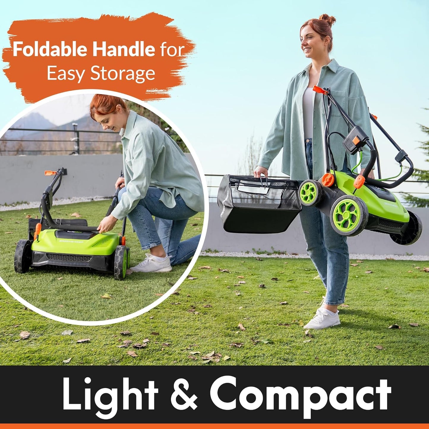 TurfoMax 2.0 Artificial Grass Sweeper | Electric Turf Sweeper for Synthetic Lawns, 5 Height Settings, Foldable Handle, Collection Bag Included, Lifts Flattened Grass & Collects Debris