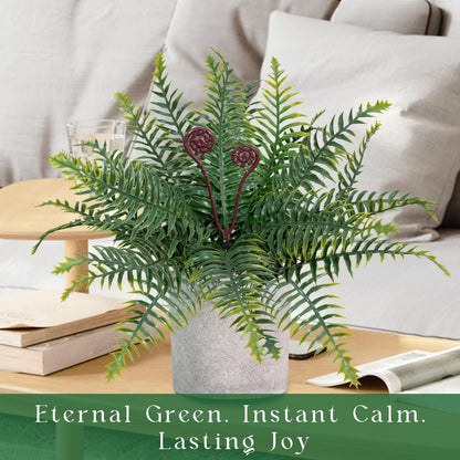 Artificial Boston Fern Potted Plants 15'' Fake Greenery Shrubs Plants in Pot for Home Office Living Room Desk Shelf Inddor and Outdoor Decoration