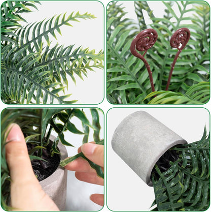 Artificial Boston Fern Potted Plants 15'' Fake Greenery Shrubs Plants in Pot for Home Office Living Room Desk Shelf Inddor and Outdoor Decoration