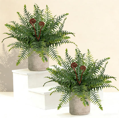 Artificial Boston Fern Potted Plants 15'' Fake Greenery Shrubs Plants in Pot for Home Office Living Room Desk Shelf Inddor and Outdoor Decoration