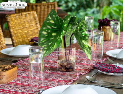 Tropical Artificial Plant in Clear Pot with Artificial Water, Wide Arrowhead Leaves. Faux Plants Indoor and Outdoor