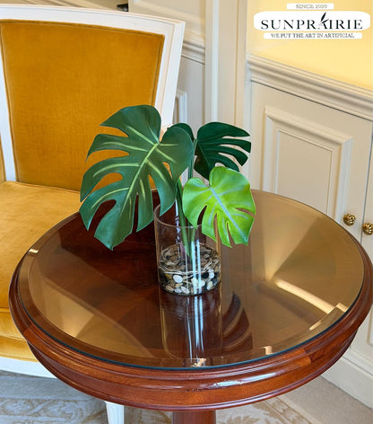 Tropical Artificial Plant in Clear Pot with Artificial Water, Wide Arrowhead Leaves. Faux Plants Indoor and Outdoor