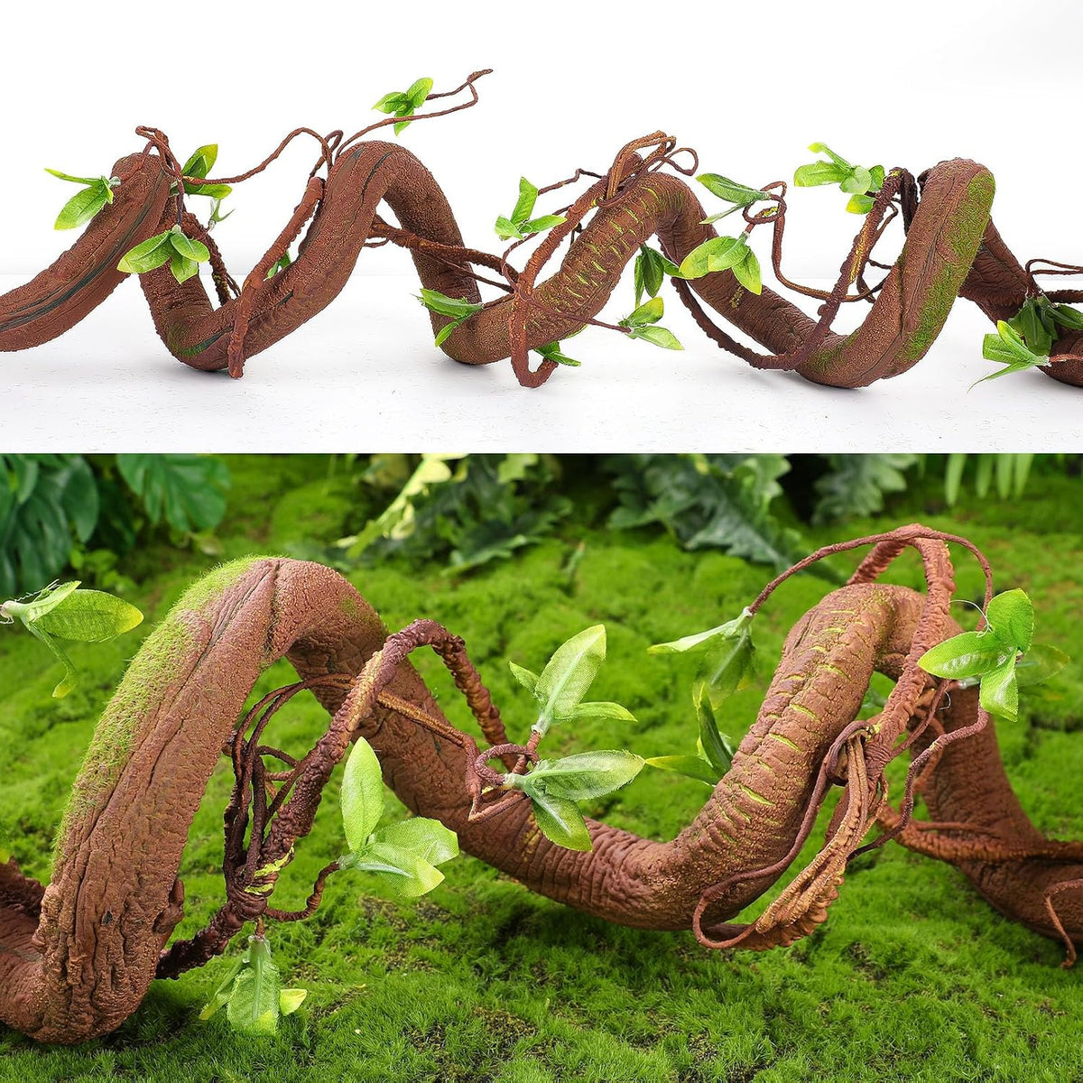 71in Bendable Artificial Vines with Green Leaves, Fake Thick Vine Stems and Tree Branches for Home Decor, Artificial Tree Twigs Branches for Outdoor Garden Wall Hanging