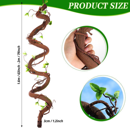 71in Bendable Artificial Vines with Green Leaves, Fake Thick Vine Stems and Tree Branches for Home Decor, Artificial Tree Twigs Branches for Outdoor Garden Wall Hanging