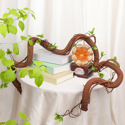 71in Bendable Artificial Vines with Green Leaves, Fake Thick Vine Stems and Tree Branches for Home Decor, Artificial Tree Twigs Branches for Outdoor Garden Wall Hanging