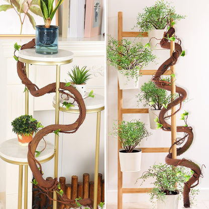 71in Bendable Artificial Vines with Green Leaves, Fake Thick Vine Stems and Tree Branches for Home Decor, Artificial Tree Twigs Branches for Outdoor Garden Wall Hanging