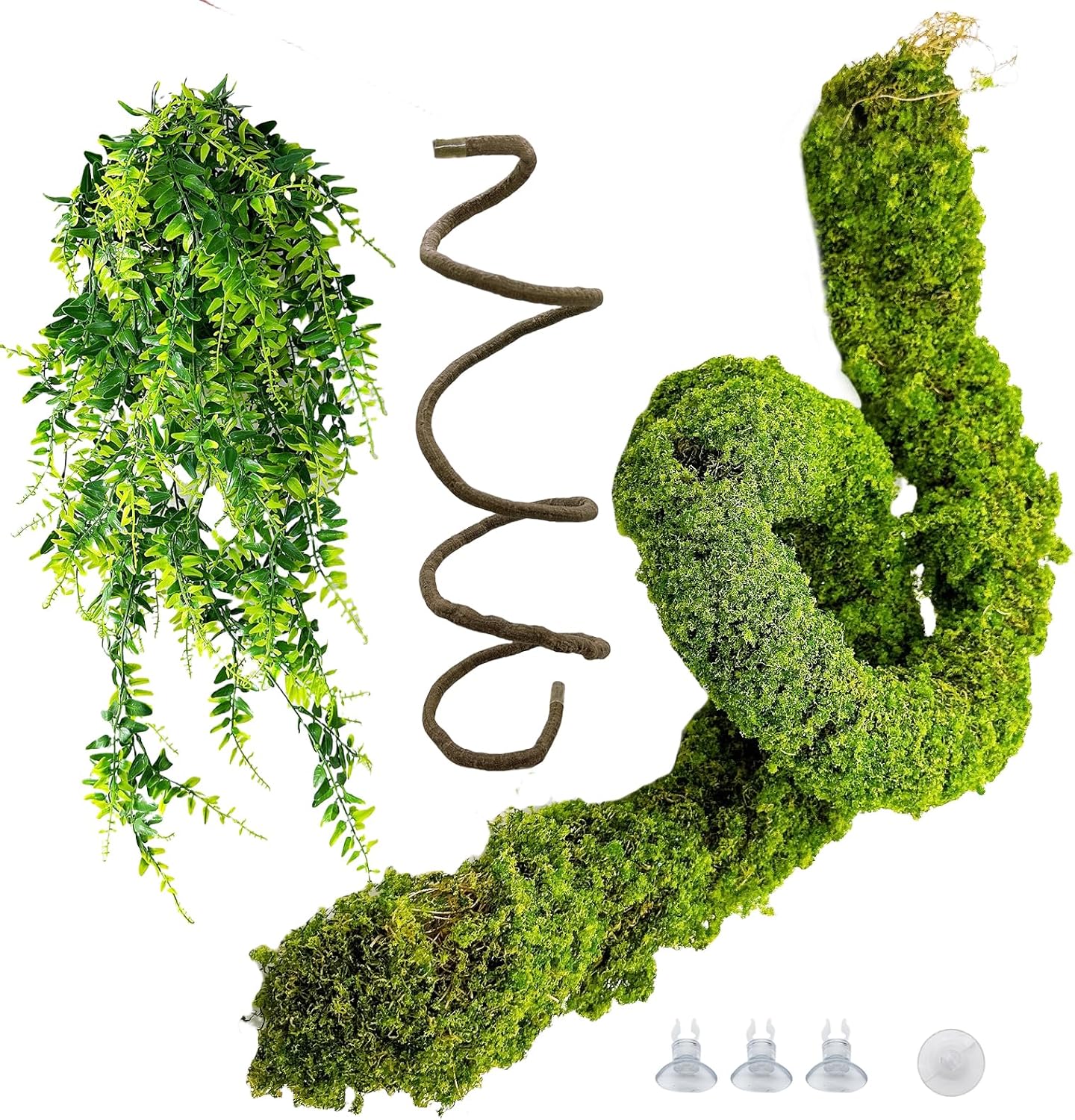 Reptile Plants,Flexible Rainforest Vines with Moss,Bendable Jungle Climbing Vines,Terrarium Artificial Plants Decor for Bearded Dragon,Hermit Crab,Snake,Geckos,Chameleon,Lizard