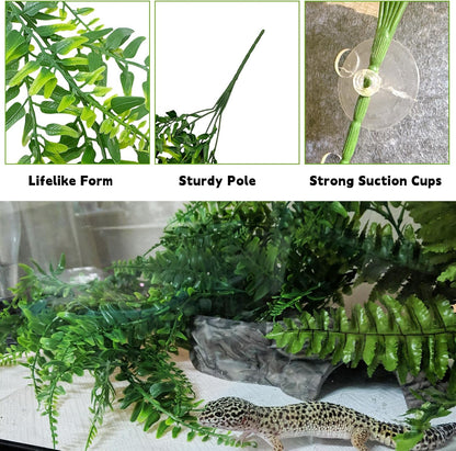 Reptile Plants,Flexible Rainforest Vines with Moss,Bendable Jungle Climbing Vines,Terrarium Artificial Plants Decor for Bearded Dragon,Hermit Crab,Snake,Geckos,Chameleon,Lizard